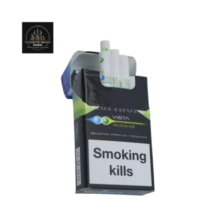 Marlboro Vista Double Ice cigarette pack with dual menthol capsules in Duba