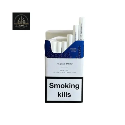 Parliament Aqua Blue cigarette pack with smooth tobacco and filter Dubai