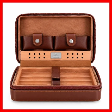 Cigar Travel Humidor Cases designed to protect and store cigars while traveling.